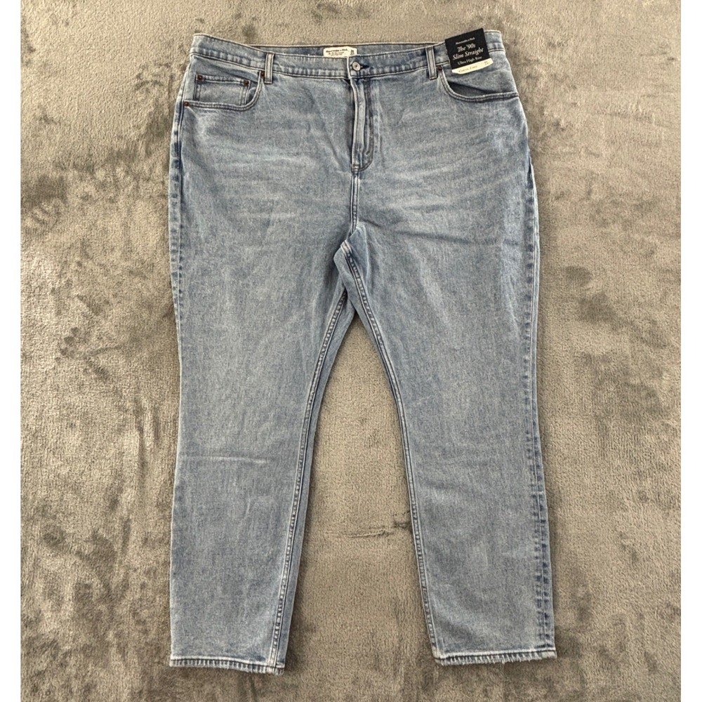 Abercrombie Fitch The 90s Slim Straight Jeans Womens 36/22S High Rise Light Wash